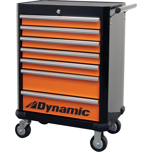 Armoire roulante, 7 tiroirs, 28" la x 18" p x 40" h, Noir/Orange Distribution Industrielle GC