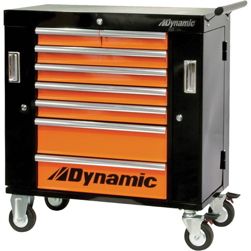 Roller Cabinet, 8 Drawers, 36" W x 18" D x 39-1/4" H, Black/Orange Distribution Industrielle GC