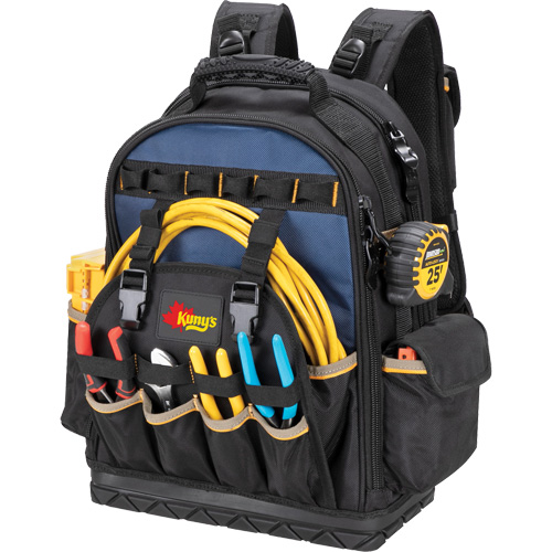 Sac &agrave; dos &agrave; outils &agrave; base moul&eacute;e, 18" lo x 13" la, Noir/Bleu, Balistique/Polyester Distribution Industrielle GC