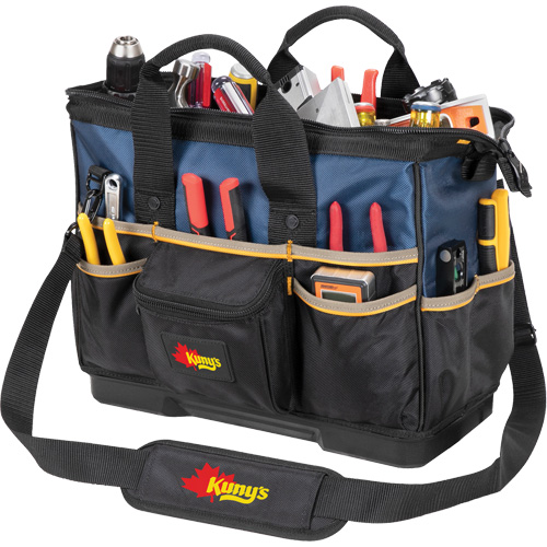 Sac &agrave; outils fourre-tout Big-Mouth &agrave; base moul&eacute;e, Polyester balistique, 23 pochettes, Noir/Bleu Distribution Industrielle GC