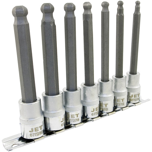 Jeu de douilles &agrave; embouts longs et sph&eacute;riques de 4" m&eacute;triques LHSW-3807, Sph&egrave;re hexagonale, Prise 3/8", 7 mr Distribution Industrielle GC