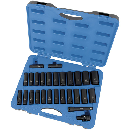 Jeu de douilles SAE/m&eacute;triques PS2712DC, 27 Mcx, Chocs, Prise de 1/2", Profond Distribution Industrielle GC