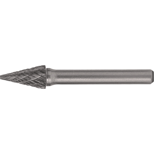 Solid Carbide Burrs - Pointed Cone Shape, SM-42, 1/8" Dia., 1/8" Shank, 7/16" Depth of Cut Distribution Industrielle GC