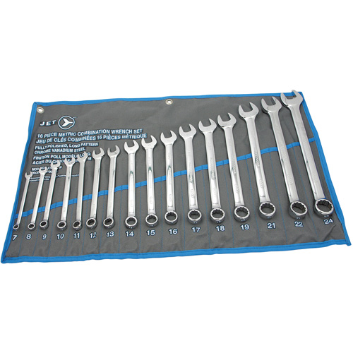 Fully Polished Long Pattern Combination Wrench Set, Combination, 16 Pieces, Metric Distribution Industrielle GC