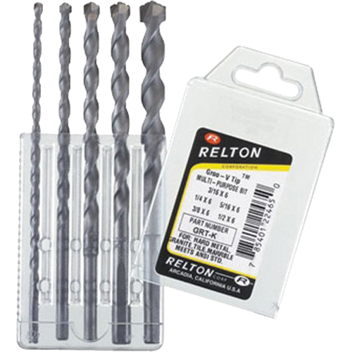 Groo-V Tip Multi-Purpose Specialty Drill Bit Sets, 5 Pieces, Carbide Distribution Industrielle GC