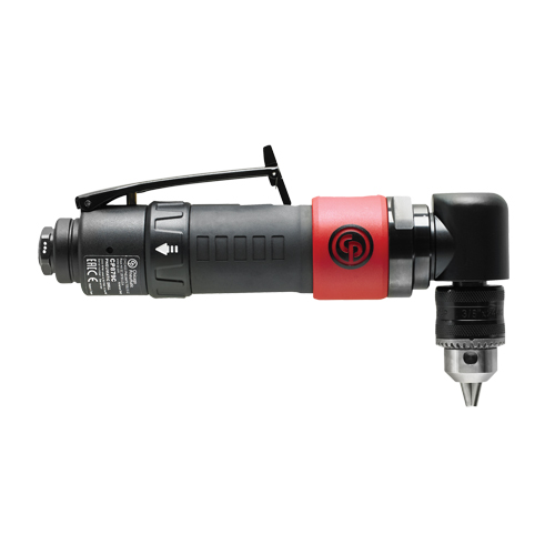 Pneumatic Reversible Angle Drill, 3/8" Chuck, 1/4" NPT Air Inlet, 2000 No Load RPM Distribution Industrielle GC