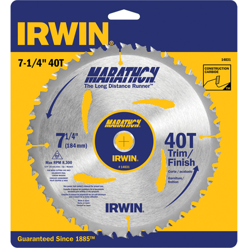 Lames de scie pour entrepreneur - Lames de scie Marathon, 7-1/4", 40 dents, Pour Bois Distribution Industrielle GC