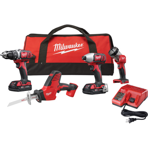 Ensemble quatre outils sans fil combin&eacute;s M18, Lithium-ion, 18 V Distribution Industrielle GC