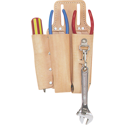 Lineman's Tool Pouch, Multiple Tool Holder, Leather, 3 Pockets Distribution Industrielle GC