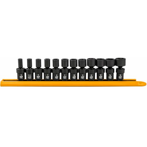 Jeu de 12 douilles m&eacute;triques flexibles universelles &agrave; chocs 1/4" &agrave; 6 pans Distribution Industrielle GC
