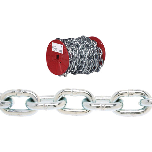 Chaîne ronde Proof Campbell, Acier &agrave; faible teneur en carbone, 3/16" x 100' (30,4 m) l, Calibre 30, Charge d'utilisation 800 lb (0,4 tonne) Distribution Industrielle GC