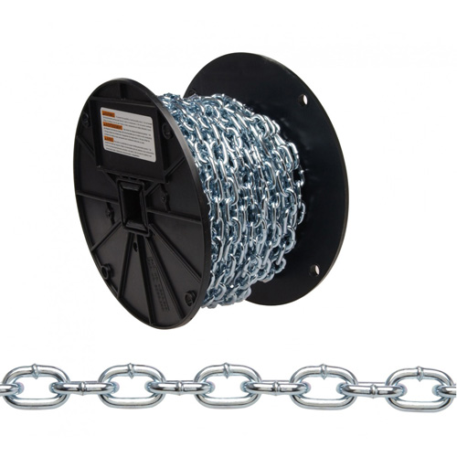 Straight Link Machine Chain, Low Carbon Steel, #2 x 125' (38.1 m) L, 325 lbs. (0.1625 tons) Load Capacity Distribution Industrielle GC