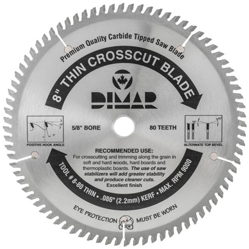 Lame de scie industrielle - coupe en travers &agrave; voie &eacute;troite, 8", 80 dents, Pour Bois Distribution Industrielle GC