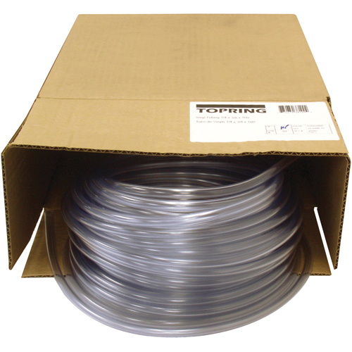 Tubing, Air/Water, 0.375" OD x 100' L, PVC, Clear, 55 PSI @ 20°C Distribution Industrielle GC