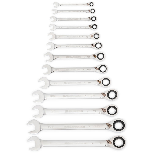 Jeu de cl&eacute;s &agrave; cliquets r&eacute;versibles SAE &agrave; 12 pans et 72 dents, Combinaison, 13 morceaux, Imp&eacute;rial Distribution Industrielle GC