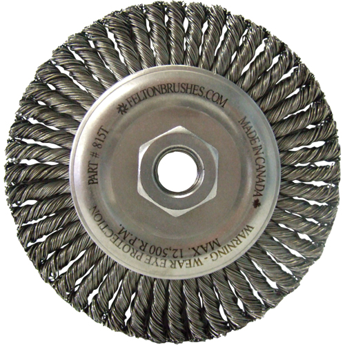 Brosses m&eacute;talliques &agrave; touret, Dia. 4", Fils 0,02", Arbre 5/8"-11, Acier inoxydable Distribution Industrielle GC
