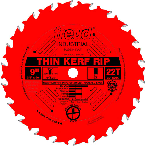 TCS Industrial Saw Blade - Rip/Crosscut Thin Kerf, 9", 22 Teeth, Wood Use Distribution Industrielle GC