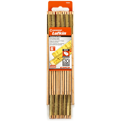Red End&reg; Oversized Brick Mason Rule, 6' L, Wood, 1/16" Graduations Distribution Industrielle GC