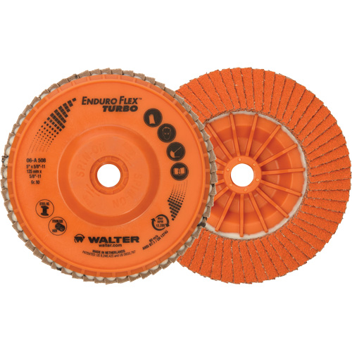 Disque &agrave; lamelles Enduro-Flex Turbo, 5" x 5/8"-11, Type 27S, Grain 80, C&eacute;ramique Distribution Industrielle GC