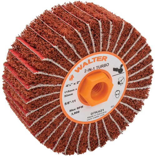 Tambours turbo Two-In-One, 4-1/2" dia. x 2" la, 5/8"-11 Arbre, Grain 60 Distribution Industrielle GC