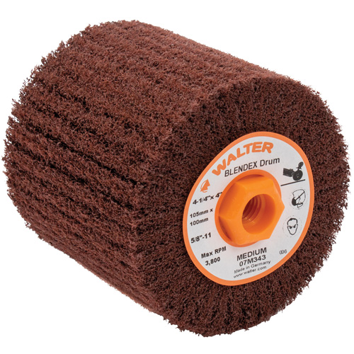 Tambour de conditionnement de surface Blendex ALLSTEEL, 4-1/4" dia. x 4" la, 5/8"-11 Arbre, Grain Moyen Distribution Industrielle GC