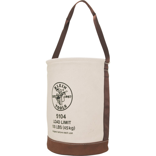 Seau avec fond en cuir, 17" h, Toile, Beige Distribution Industrielle GC