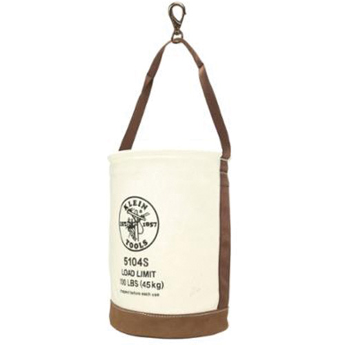 Leather-Bottom Bucket, 17" H, Canvas, White Distribution Industrielle GC