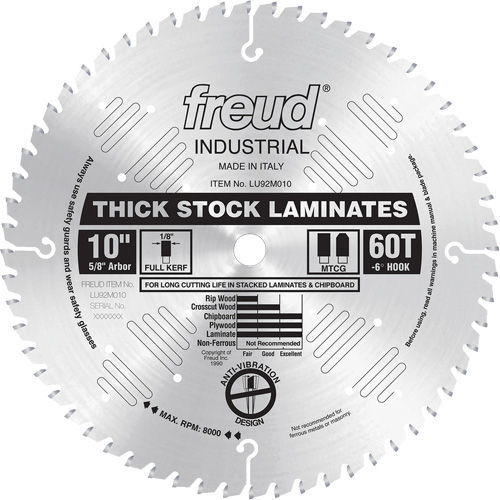 Industrial Saw Blade - Chipboard, 10", 60 Teeth, Laminate Use Distribution Industrielle GC