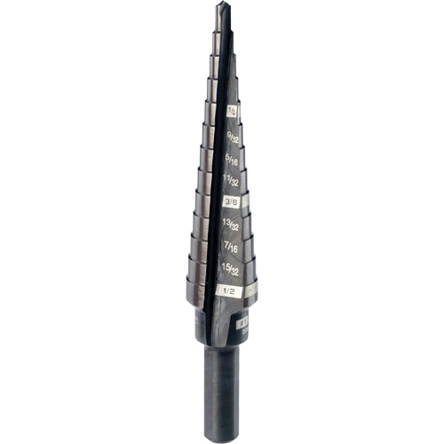Foret &eacute;tag&eacute; no 1, 1/8" - 1/2", Incr&eacute;ments de 1/32", Acier rapide Distribution Industrielle GC