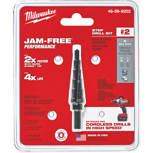 Foret &eacute;tag&eacute; no 2, 3/16" - 1/2", Incr&eacute;ments de 1/16", Acier rapide Distribution Industrielle GC