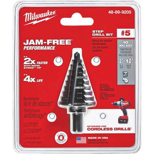 Foret &eacute;tag&eacute; no 5, 1/4" - 1-3/8", Incr&eacute;ments de 1/8", Acier rapide Distribution Industrielle GC
