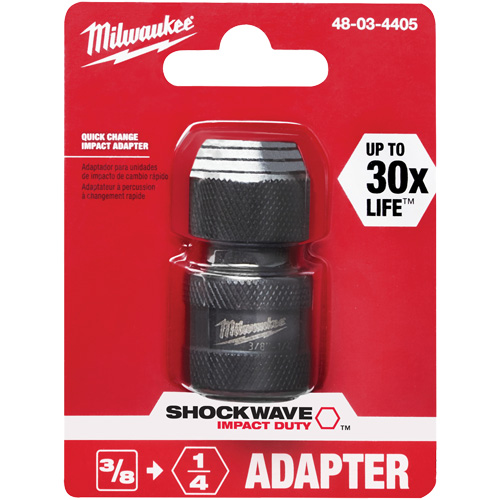 Adaptateur de douille carr&eacute;e &agrave; hexagonale pour tournevis &agrave; percussion Shockwave, Chocs, Prise 1/4", Douille 3/8", 1,875" lo Distribution Industrielle GC