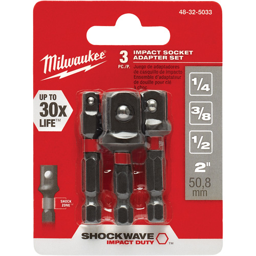 Jeu d'adaptateur de douilles &agrave; chocs Shockwave, 1/4" Prise, Sph&eacute;rique, 1-7/8" lo Distribution Industrielle GC