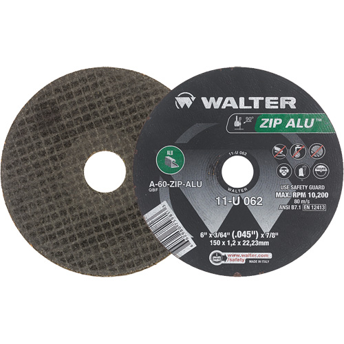 Zip Alu Cut-Off Wheel, 6" x 3/64", 7/8" Arbor, Type 1, Aluminum Oxide, 10200 RPM Distribution Industrielle GC