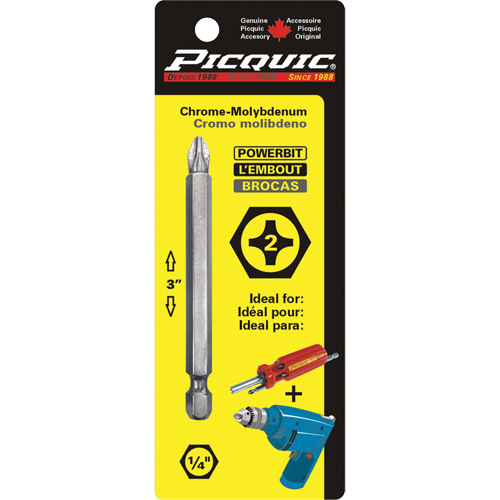 Embout, Phillips, Embout #2, Prise 1/4", Longueur 3" Distribution Industrielle GC