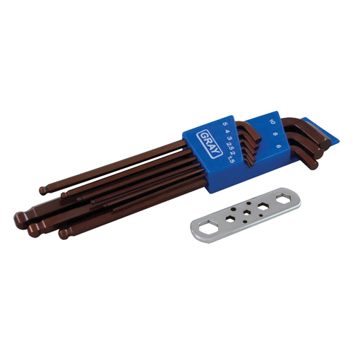 Long Arm Ball Hex Key Set, 9 Pcs., Metric Distribution Industrielle GC