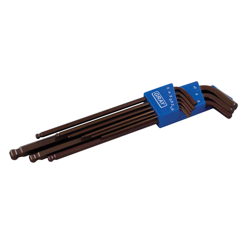 Extra Long Arm Ball Hex Key Set, 9 Pcs., Metric Distribution Industrielle GC