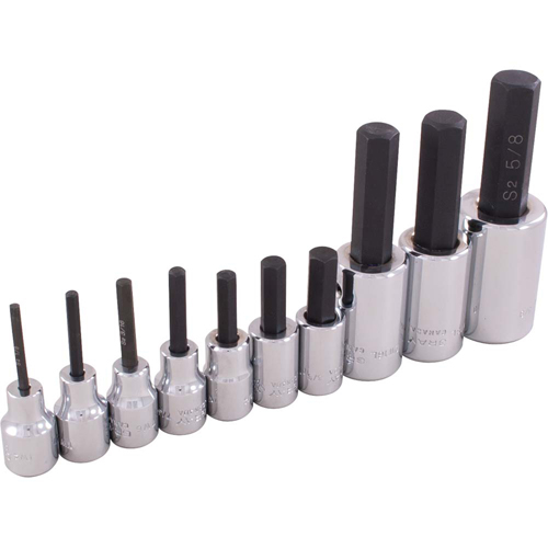 Hex Head Socket Set, Hex, 1/2"/3/8" Drive, 10 Pcs Distribution Industrielle GC
