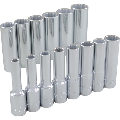 Socket Set, 14 Pcs, 3/8" Drive Size, Deep Distribution Industrielle GC