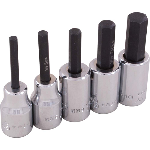 Hex Head Socket Set, Hex, 3/8" Drive, 5 Pcs Distribution Industrielle GC
