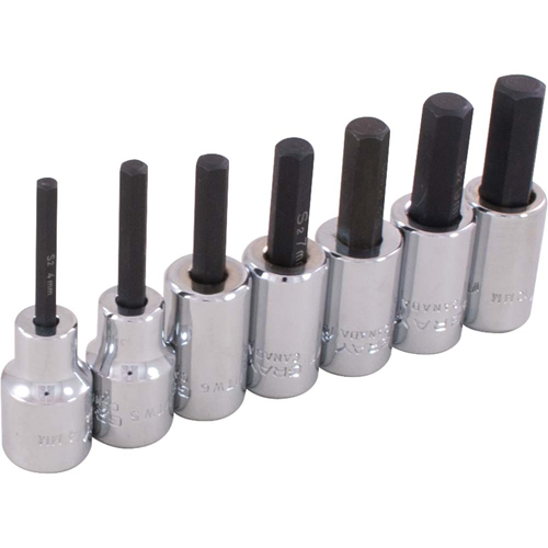 Hex Head Socket Set, Hex, 3/8" Drive, 7 Pcs Distribution Industrielle GC