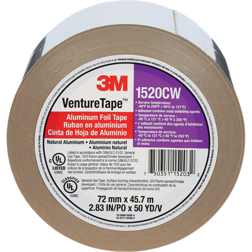 Ruban en aluminium Venture Tape, &eacute;paisseur 1,8 mils, 72 mm (3") x 45,7 m (150') Distribution Industrielle GC