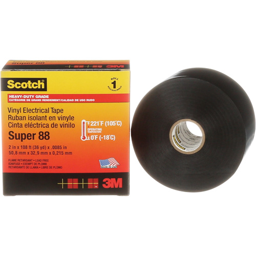 Scotch&reg; Super 88 Professional Electrical Tape, 51 mm (2") x 33 m (108'), Black, 8.5 mils Distribution Industrielle GC