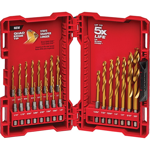 Jeu de forets pour perceuses et cl&eacute;s &agrave; chocs Shockwave, 23 morceaux, Titane Distribution Industrielle GC