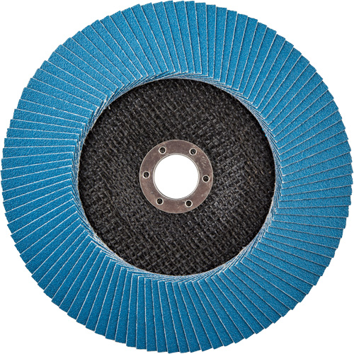 Disque &agrave; lamelles &agrave; grain grossier BlueFire, 7" x 7/8", Type 27, Grain 80, Alumine de zirconium Distribution Industrielle GC