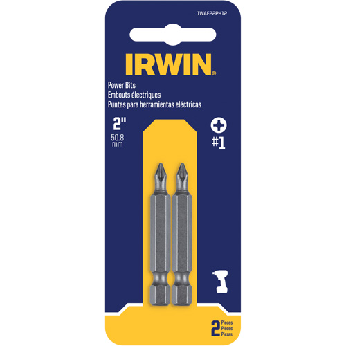 Power Bits, Phillips, #1 Tip, 1/4" Drive Size, 1-15/16" Length Distribution Industrielle GC
