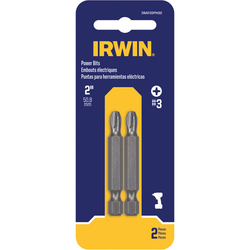 Power Bits, Phillips, #3 Tip, 1/4" Drive Size, 2" Length Distribution Industrielle GC