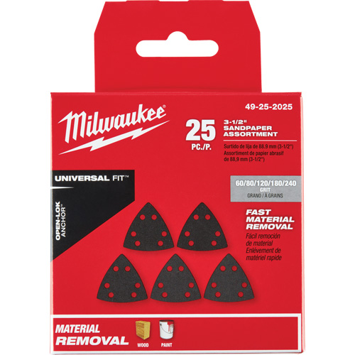 Ensemble de papiers abrasifs triangulaires 3-1/2" Open-Lok Distribution Industrielle GC