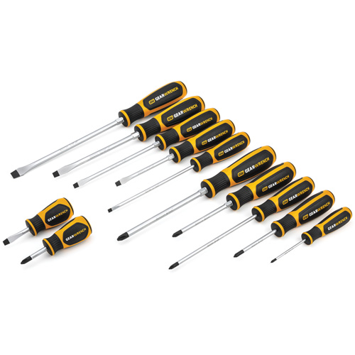 Jeu de tournevis &agrave; fente/Phillips &agrave; double mat&eacute;riaux, 12 mcx Distribution Industrielle GC