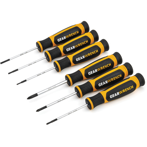 Jeu de mini tournevis &agrave; fente/Phillips &agrave; double mat&eacute;riaux, 6 mcx Distribution Industrielle GC